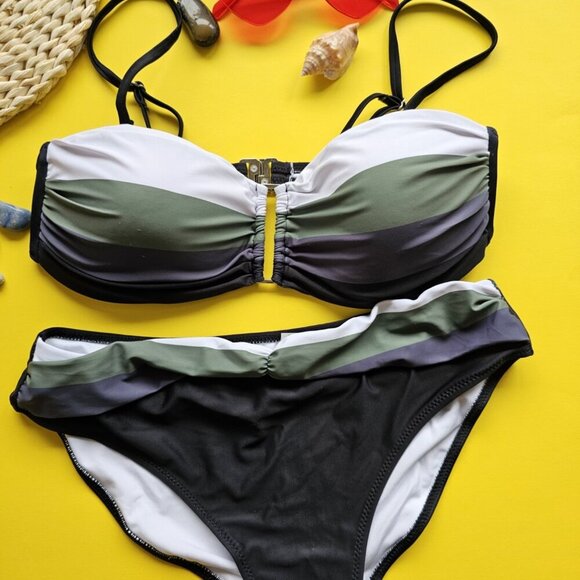 Gradient Color Block Push Up Bikini Swimwear - Picture 2 of 11